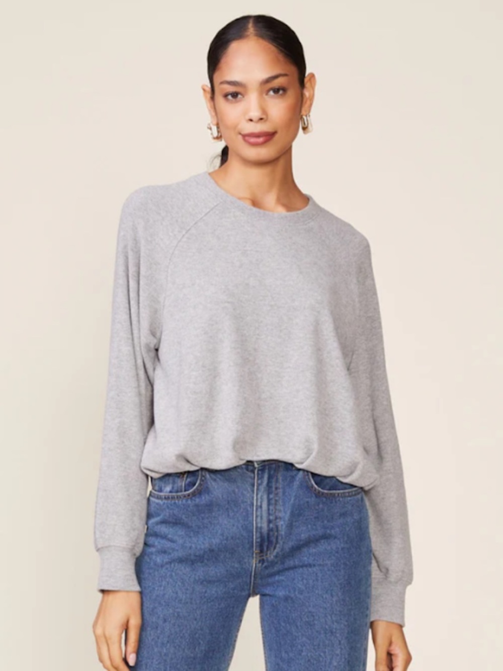ANTHEM Gray ribbed, lined bubble hem top Sz M